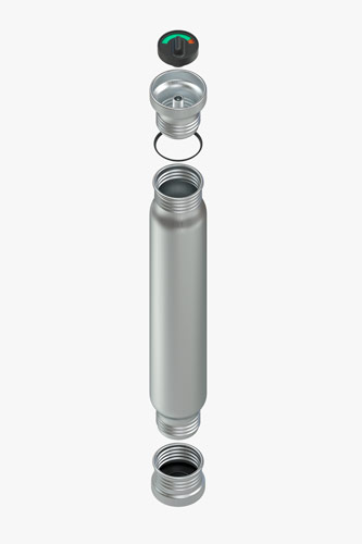 The segments of the system. The valve cover indicates the pressure.